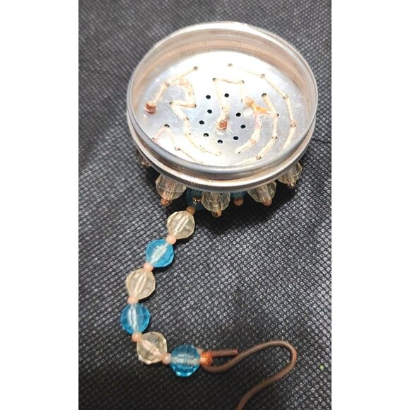 Antique Potpourri Beaded Ornament Blue Clear Glass Beads Potpourri - Picture 11 of 15